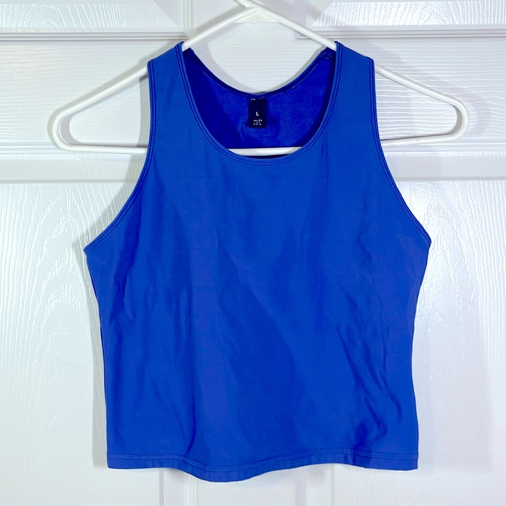 NWOT Patagonia Vintage Spandex Tank Crop Top Women’s L Cobalt Blue Running Jog